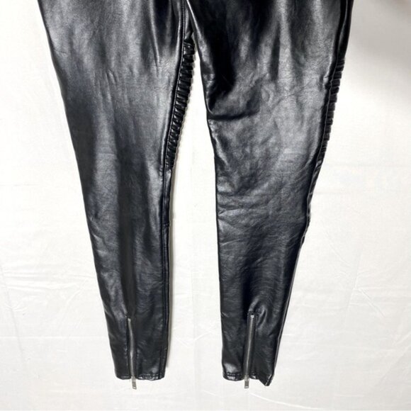Hugz Jeans Black Faux Leather Low Waist Moto Biker Style Skinny Pants 10 - Picture 10 of 16